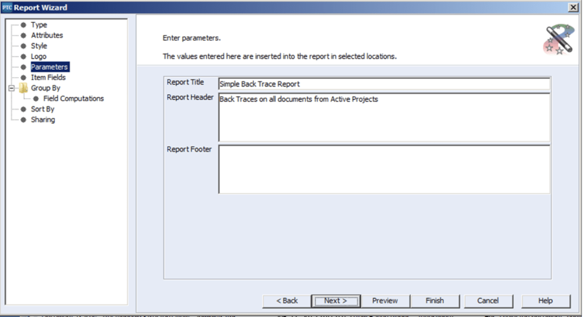 PTC Integrity Reporting Parameters