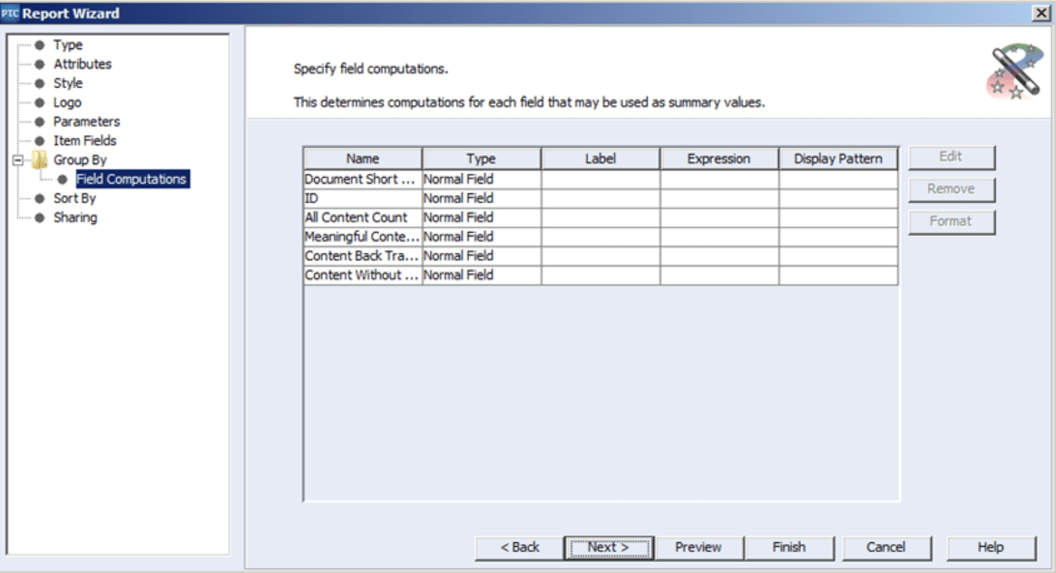 PTC Integrity Reporting Field Computations